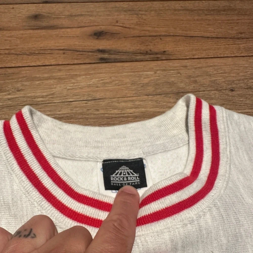 Champion Rock & Roll‎ Hall of Fame Gray Red Reverse Weave Sweatshirt Mens Large